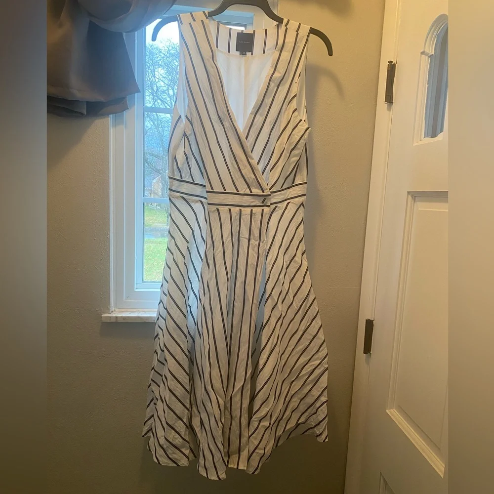 Alex Marie Striped Navy and White Midi Dress - Picture 2 of 7